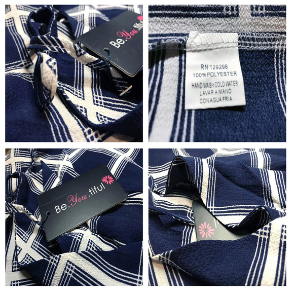 NAVY WHITE GINGHAM TOP @LAST TWO - Picture 4 of 7